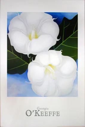 Two Jimsom Weeds with Green Leaves and Blue Sky by Georgia O'Keeffe