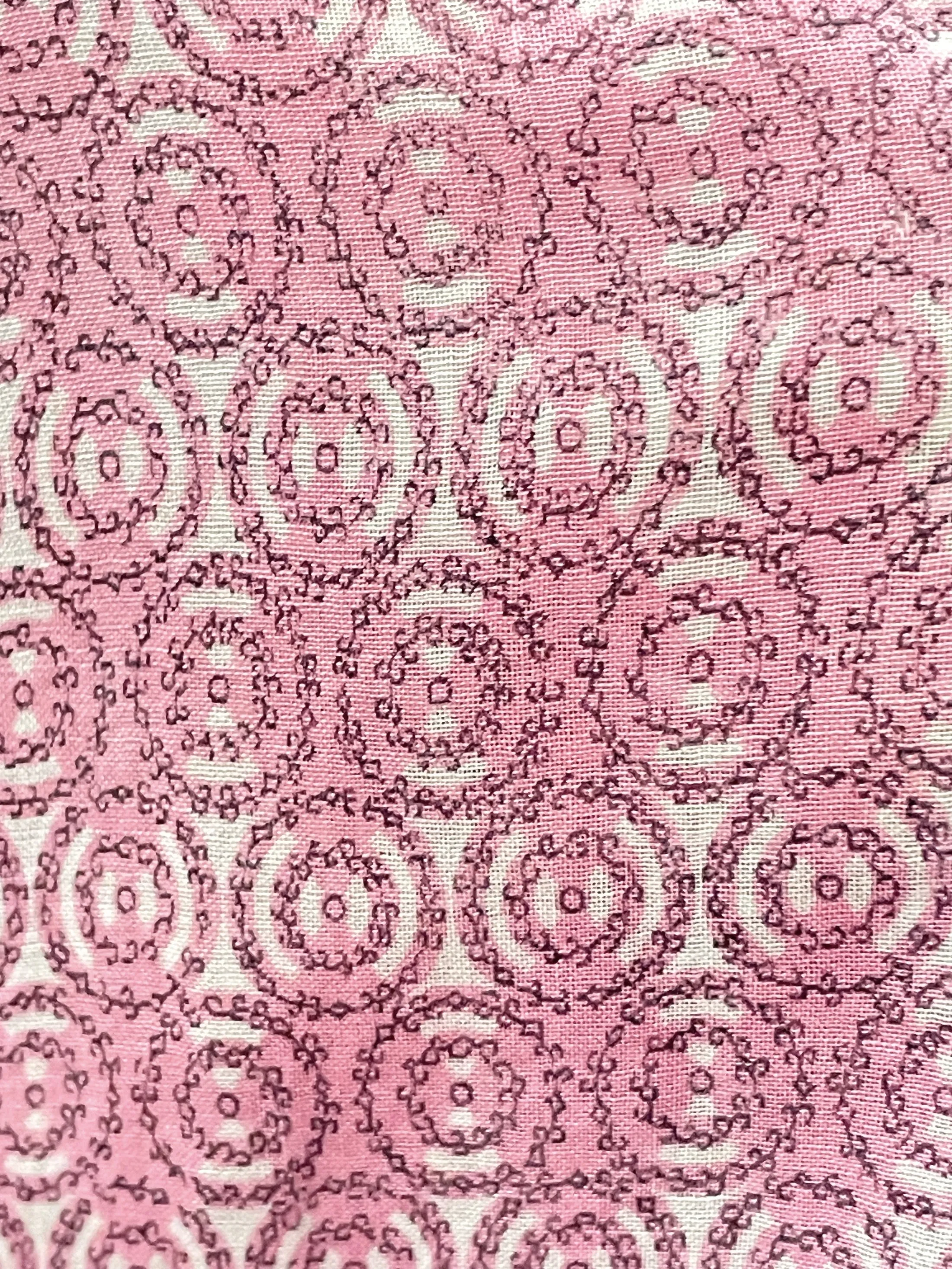 Vintage 40s Pink Sheer Print Dress Pearl Buttons, 27 In Waist