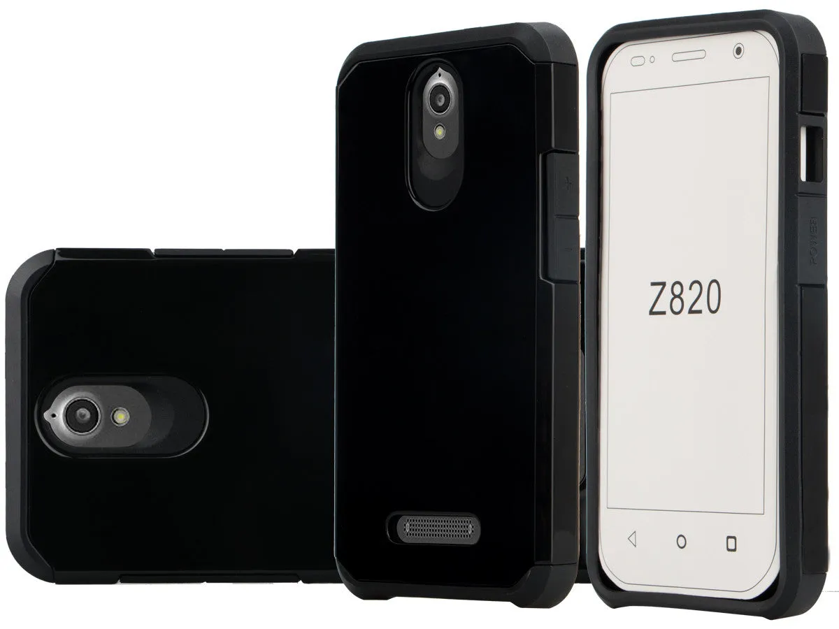 ZTE Obsidian | ZTE Z820 Case, SlimHybrid Dual Layer Armor[Impact/Shock Resistant] Case for ZTE Obsidian | ZTE Z820 - Black