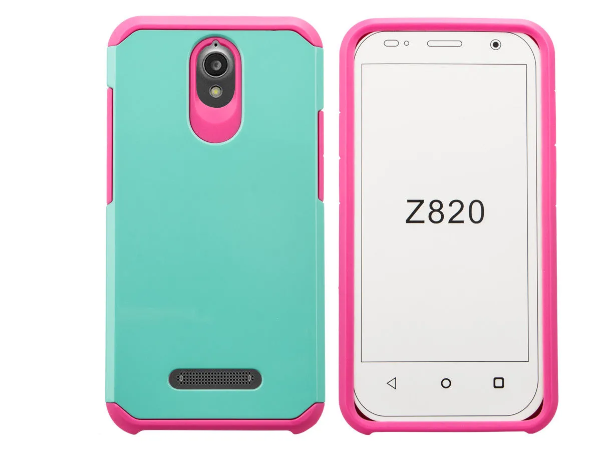ZTE Obsidian | ZTE Z820 Case, SlimHybrid Dual Layer Armor[Impact/Shock Resistant] Case for ZTE Obsidian | ZTE Z820 - Teal/Hot Pink