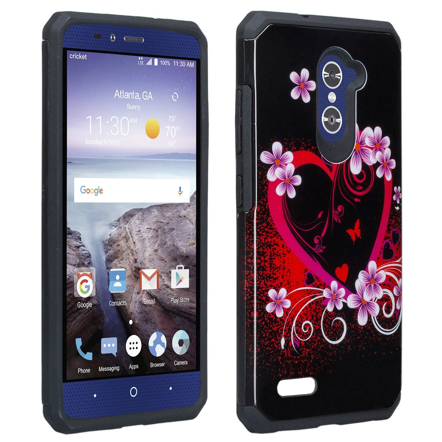 ZTE ZMAX Pro Case, ZTE Blade X Max, ZTE Carry, Slim Hybrid Dual Layer Armor[Shock Absorbent] Case for ZMAX Pro - Flower Hearts