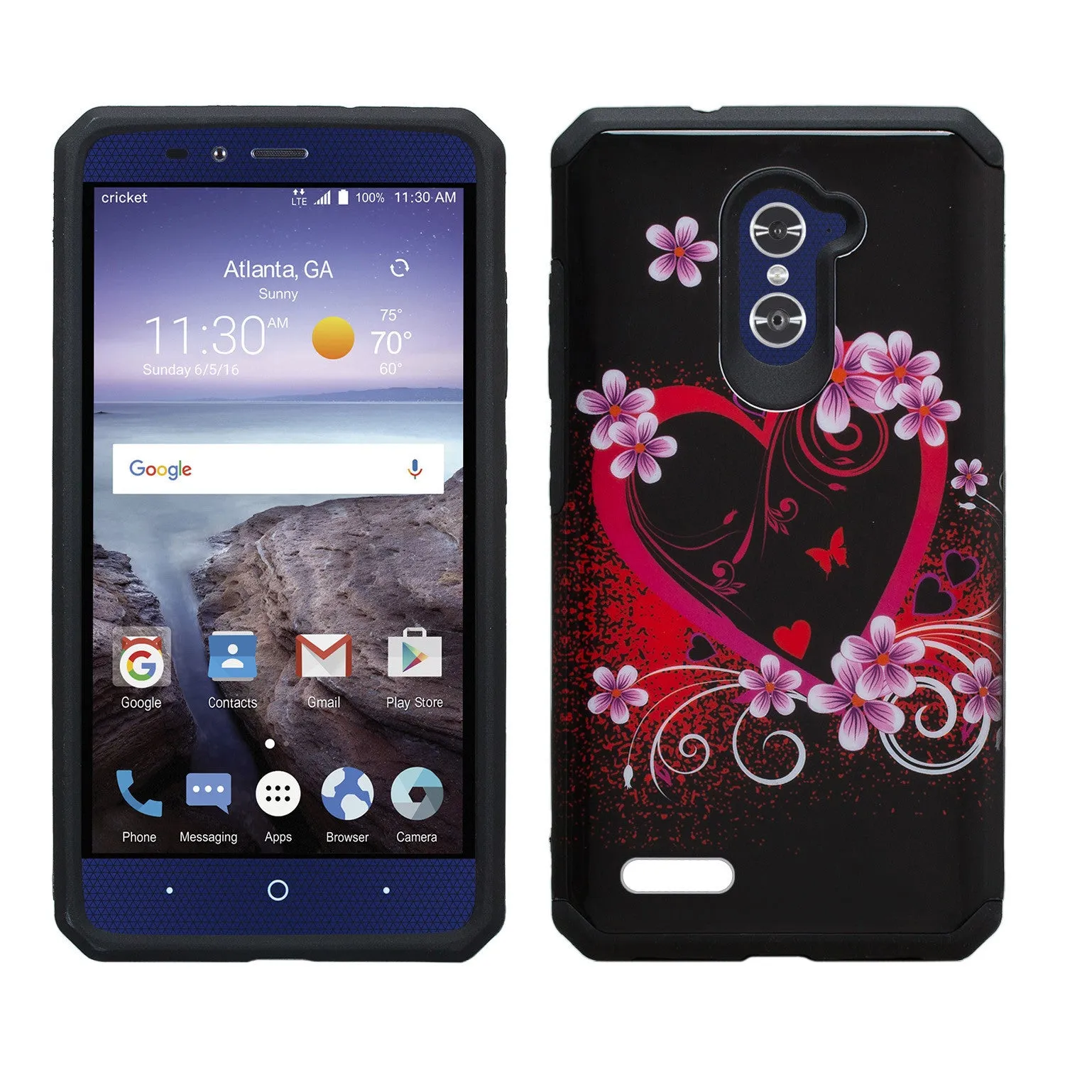 ZTE ZMAX Pro Case, ZTE Blade X Max, ZTE Carry, Slim Hybrid Dual Layer Armor[Shock Absorbent] Case for ZMAX Pro - Flower Hearts